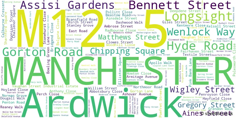 A word cloud for the M12 5 postcode